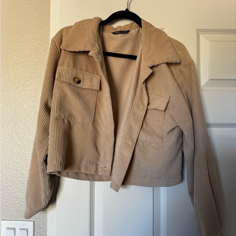 SHEIN Beige Corduroy Utility Jacket